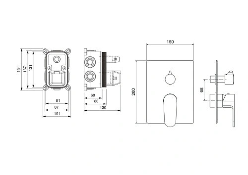 Смеситель для ванны Aquatek Оберон AQ1247BG золото шлифованное, встраиваемый Смеситель для ванны Aquatek Оберон AQ1247BG золото шлифованное, встраиваемый