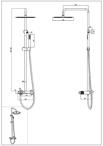 Душевая система Boheme STICK GUN METAL SPIRALE 128-GM.4 Душевая система Boheme STICK GUN METAL SPIRALE 128-GM.4
