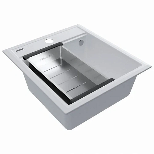 Кухонная мойка Paulmark STEPIA 45 с коландером ADVANCE брашированная PM114651-WH+A375-BS Кухонная мойка Paulmark STEPIA 45 с коландером ADVANCE брашированная PM114651-WH+A375-BS