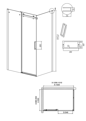 Душевой уголок GROSSMAN Classic 100.K33.04.130.21.00-200.K33.04.90.21.00 (130х90х195) раздвижная,черный матовый,стекло прозрачное Душевой уголок GROSSMAN Classic 100.K33.04.130.21.00-200.K33.04.90.21.00 (130х90х195) раздвижная,черный матовый,стекло прозрачное