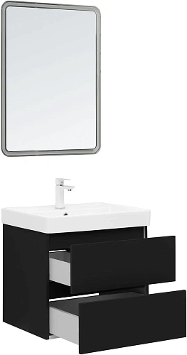 Тумба под раковину Aquanet Вега 2.0 60 черный 00337953 подвесная Тумба под раковину Aquanet Вега 2.0 60 черный 00337953 подвесная