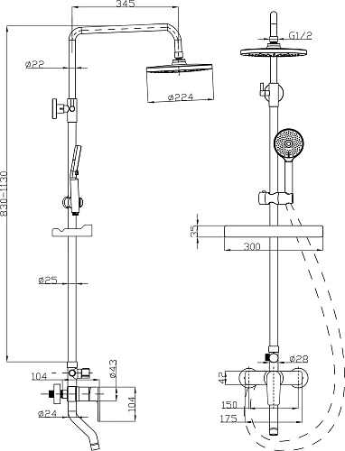Душевая система STWORKI Гётеборг WFT13546 со смесителем для ванны 577361 Душевая система STWORKI Гётеборг WFT13546 со смесителем для ванны 577361