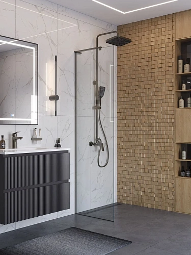 Душевая перегородка BelBagno UNO-L-1-TB-60-C-GM 60 см, профиль оружейная сталь, стекло прозрачное Душевая перегородка BelBagno UNO-L-1-TB-60-C-GM 60 см, профиль оружейная сталь, стекло прозрачное