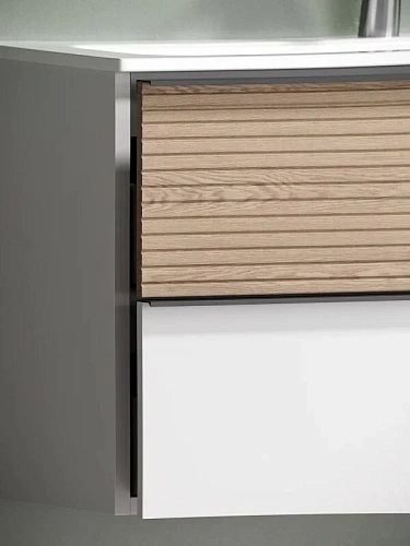 Тумба под раковину Sancos Delta DL100W 995х445х500 дуб светлый/белый, подвесная Тумба под раковину Sancos Delta DL100W 995х445х500 дуб светлый/белый, подвесная