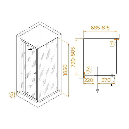 Душевой уголок RGW PA-44 (PA-02 + Z-050-1) 700x800 мм 41084478-011 хром Easy Clean Душевой уголок RGW PA-44 (PA-02 + Z-050-1) 700x800 мм 41084478-011 хром Easy Clean