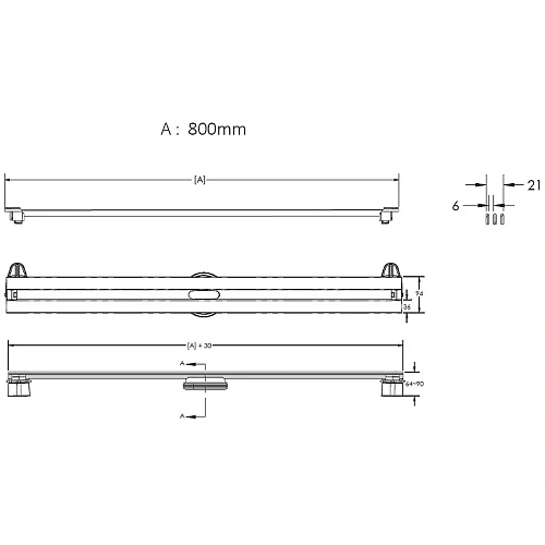Душевой лоток BERGES SUPER Slim 800, матовый хром, S-сифон D50/105 H50 вертикальный 090054 Душевой лоток BERGES SUPER Slim 800, матовый хром, S-сифон D50/105 H50 вертикальный 090054