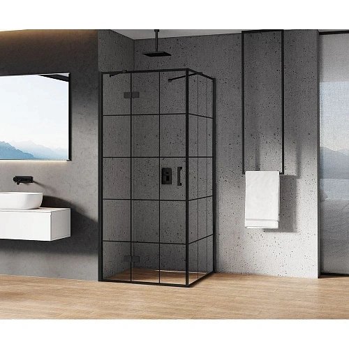 Душевой уголок NEW TRENDY NEW RENOMA BLACK L 90x90x195 D-0273A/D-0119B (черный) Душевой уголок NEW TRENDY NEW RENOMA BLACK L 90x90x195 D-0273A/D-0119B (черный)