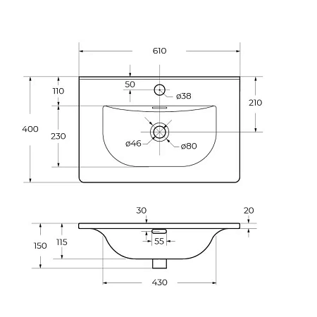 Раковина BelBagno BB-8099-3-60 610x400 Раковина BelBagno BB-8099-3-60 610x400