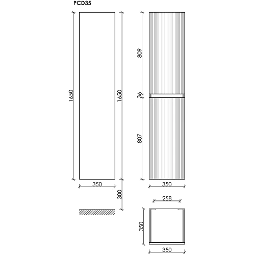 Шкаф-пенал SANCOS Code PCD35GB 350х350х1650 мм серо-бежевый, подвесной Шкаф-пенал SANCOS Code PCD35GB 350х350х1650 мм серо-бежевый, подвесной