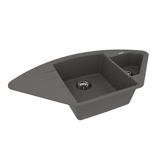 Кухонная мойка Lemark IRKANA 980 врезная угловая из кварцгранита, с крылом, серый шелк 9910047 Кухонная мойка Lemark IRKANA 980 врезная угловая из кварцгранита, с крылом, серый шелк 9910047