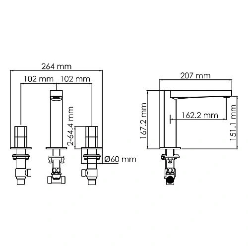 Смеситель для раковины WasserKRAFT Naab 8635 встраиваемый хром Смеситель для раковины WasserKRAFT Naab 8635 встраиваемый хром