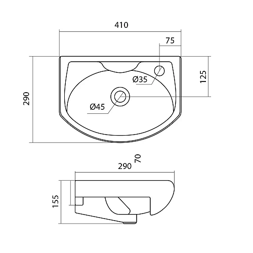 Раковина Santek Азов 40 отверстие под смеситель справа 1WH110254 1.WH11.0.254 Раковина Santek Азов 40 отверстие под смеситель справа 1WH110254 1.WH11.0.254