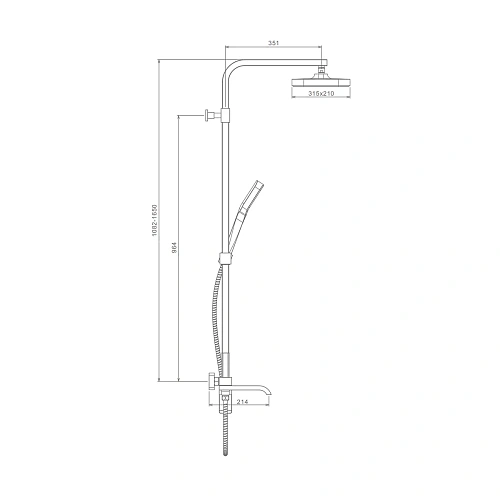 Душевая система Raglo R02.24.23 излив поворотный 20 см, золото Душевая система Raglo R02.24.23 излив поворотный 20 см, золото