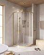 Детальная картинка товара «душевой уголок cezares relax-304-r-2-100-c-boro 100x100см стекло прозрачное, профиль брашированное золото»