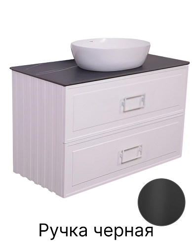 Тумба с раковиной и столешницей La Fenice Cubo TWIN Bianco 90 NFNC-01-CUB-B-90-2-3-M-GB белая матовая, черная ручка Тумба с раковиной и столешницей La Fenice Cubo TWIN Bianco 90 NFNC-01-CUB-B-90-2-3-M-GB белая матовая, черная ручка