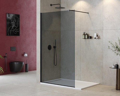 Душевая перегородка CEZARES LIBERTA-L-1-120-120-GR-NERO 120см стекло тонированное (графит), профиль черный Душевая перегородка CEZARES LIBERTA-L-1-120-120-GR-NERO 120см стекло тонированное (графит), профиль черный