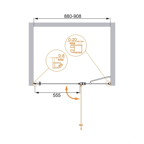 Душевая дверь CEZARES ELENA-W-B-12-90-P-Cr-R 90см стекло рифленое, профиль хром Душевая дверь CEZARES ELENA-W-B-12-90-P-Cr-R 90см стекло рифленое, профиль хром