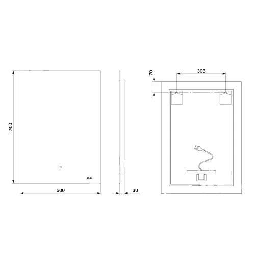 Зеркало AM.PM X-Joy M85MOX10501S с интерьерной Led подсветкой, ИК-сенсором, 50 см Зеркало AM.PM X-Joy M85MOX10501S с интерьерной Led подсветкой, ИК-сенсором, 50 см