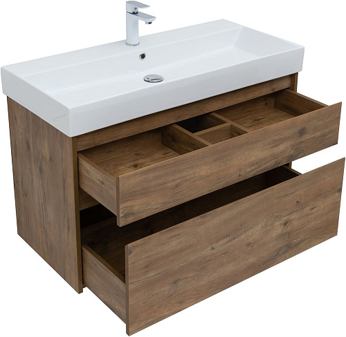 Тумба под раковину Aquanet Nova Lite 100 (SLIM SYNERGY) дуб рустикальный, 2 ящика 00249957 Тумба под раковину Aquanet Nova Lite 100 (SLIM SYNERGY) дуб рустикальный, 2 ящика 00249957
