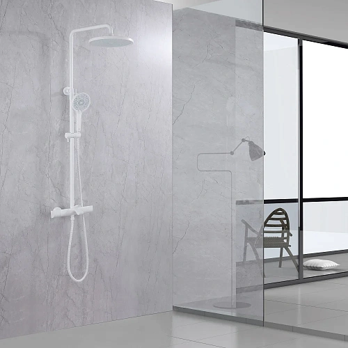 Душевая система ABBER Thermostat AF8516FWL с термостатом и изливом, белый матовый Душевая система ABBER Thermostat AF8516FWL с термостатом и изливом, белый матовый