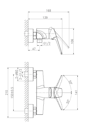 Смеситель для душа Cersanit FLAVIS (A63036) однорычажный 63036 Смеситель для душа Cersanit FLAVIS (A63036) однорычажный 63036
