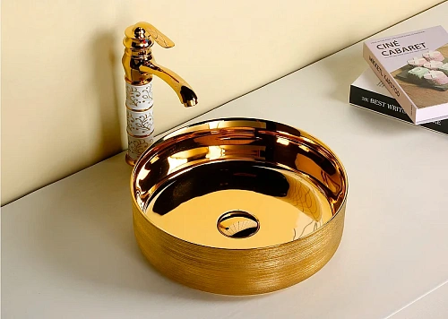 Раковина Ceruttispa CR7044AS 360х360х120 накладная, золото, круглая Раковина Ceruttispa CR7044AS 360х360х120 накладная, золото, круглая