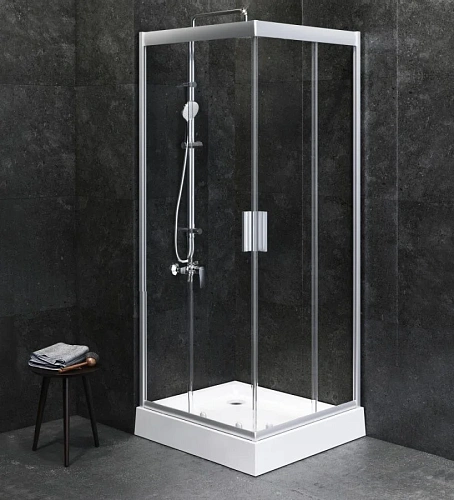Душевой уголок AM.PM Gem W90G-403-090MT 90х90 квадрат, стекло прозрачное, профиль серебро матовое Душевой уголок AM.PM Gem W90G-403-090MT 90х90 квадрат, стекло прозрачное, профиль серебро матовое