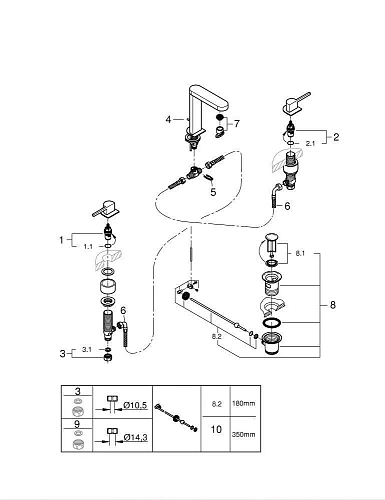 Смеситель для раковины GROHE Plus на 3 отверстия, M-Size (20301003) Смеситель для раковины GROHE Plus на 3 отверстия, M-Size (20301003)