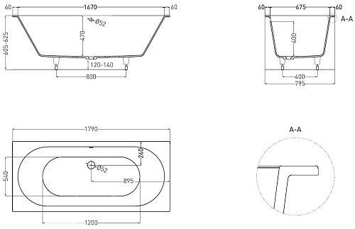Ванна из искусственного камня Salini ORNELLA AXIS 180x80 103421M S-Stone Ванна из искусственного камня Salini ORNELLA AXIS 180x80 103421M S-Stone