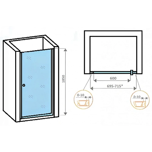 Душевая дверь Parly DE70B 70x185 Душевая дверь Parly DE70B 70x185