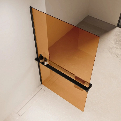 Душевая перегородка Vincea Walk-In VSW-1HR900GSB 900x2000 черный, стекло янтарь Душевая перегородка Vincea Walk-In VSW-1HR900GSB 900x2000 черный, стекло янтарь