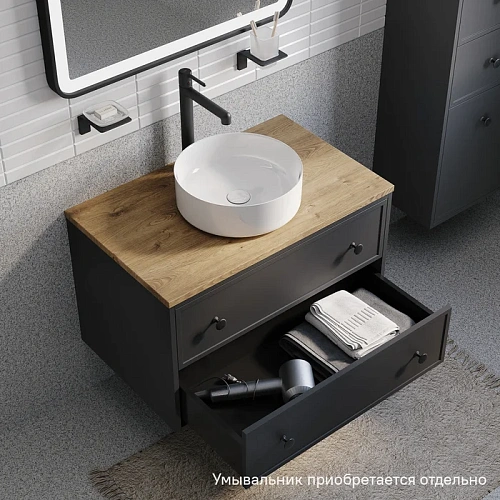 Тумба под раковину IDDIS Torr (TOR80DVi95K) подвесная со столешницей МДФ, дуб верона 80 см темно-серый Тумба под раковину IDDIS Torr (TOR80DVi95K) подвесная со столешницей МДФ, дуб верона 80 см темно-серый