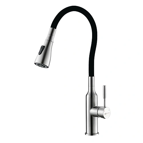 Смеситель для кухни Lemark Expert LM5082S-Black с гибким изливом, хром матовый/черный Смеситель для кухни Lemark Expert LM5082S-Black с гибким изливом, хром матовый/черный