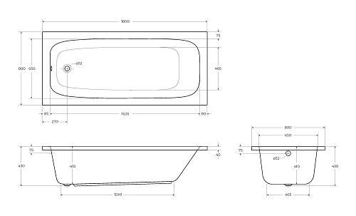 Акриловая ванна CEZARES ECO-180-80-41-W37 1800x800 белый Акриловая ванна CEZARES ECO-180-80-41-W37 1800x800 белый