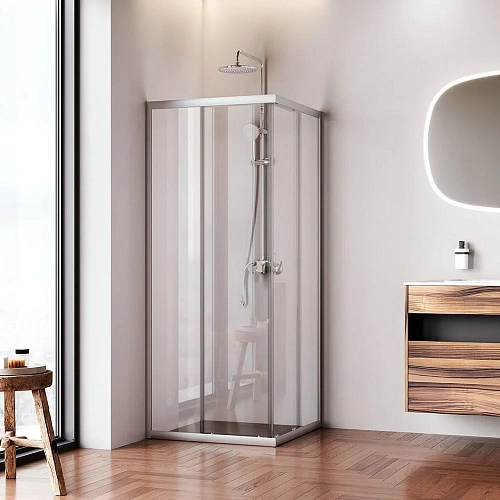 Душевой уголок AM.PM Sunny W87G-403-8080-MT 80x80 серебро, стекло прозрачное Душевой уголок AM.PM Sunny W87G-403-8080-MT 80x80 серебро, стекло прозрачное