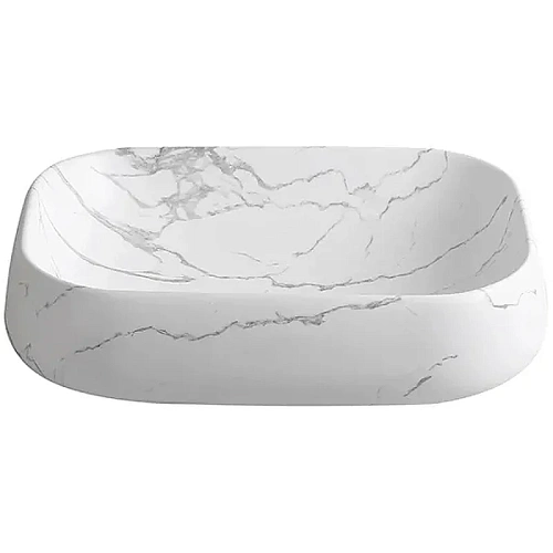 Раковина Ceruttispa CR0086 MMW2 565х400х145 накладная, мрамор матовый белый, прямоугольная Раковина Ceruttispa CR0086 MMW2 565х400х145 накладная, мрамор матовый белый, прямоугольная