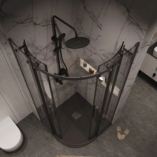 Душевой уголок GROSSMAN Classic 301.K33.04.1010.21.00 (100x100x195) полукруг,раздвиж,черн.мат,стекло прозрачн Душевой уголок GROSSMAN Classic 301.K33.04.1010.21.00 (100x100x195) полукруг,раздвиж,черн.мат,стекло прозрачн