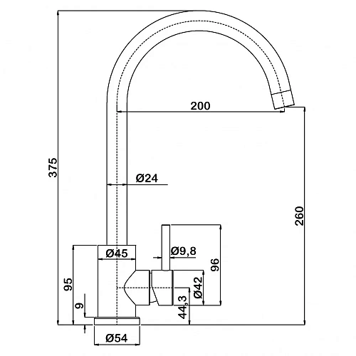 Смеситель для кухни Swedbe Selene 7441 Смеситель для кухни Swedbe Selene 7441