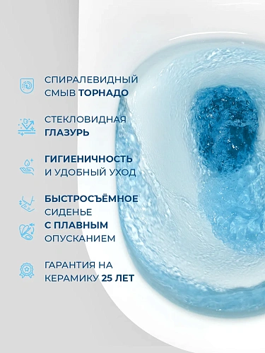 Унитаз подвесной BelBagno UNIQUE BB007CH-TOR/SC безободковый с сиденьем и смывом TORNADO Унитаз подвесной BelBagno UNIQUE BB007CH-TOR/SC безободковый с сиденьем и смывом TORNADO