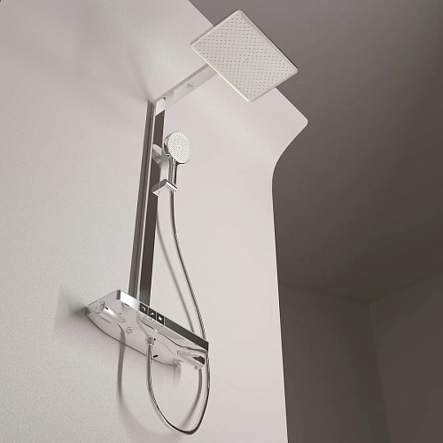 Душевая система Sancos Vos SC6100CH с термостатом, изливом, полкой, шлангом 1,5 м, верхним и ручным душем, хром Душевая система Sancos Vos SC6100CH с термостатом, изливом, полкой, шлангом 1,5 м, верхним и ручным душем, хром