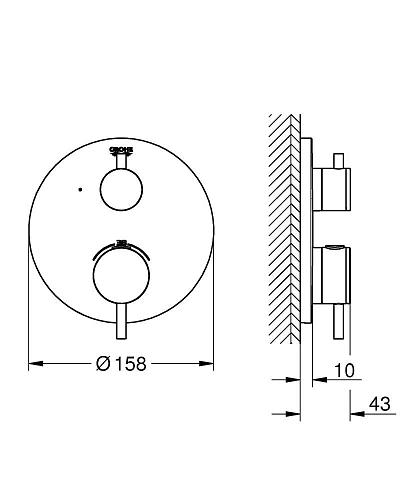 Смеситель для душа GROHE Atrio, внешняя часть, холодный рассвет глянец (24134GL3) термостат Смеситель для душа GROHE Atrio, внешняя часть, холодный рассвет глянец (24134GL3) термостат