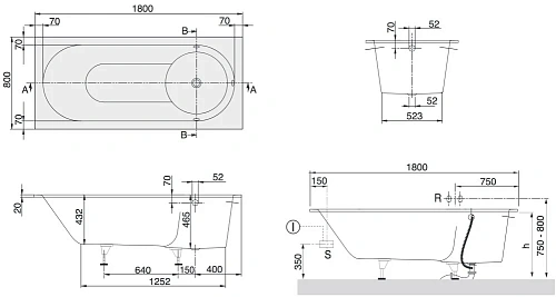 Ванна квариловая Villeroy & Boch Libra 180х80 UBQ180LIB2V-01 (белый Alpin) Ванна квариловая Villeroy & Boch Libra 180х80 UBQ180LIB2V-01 (белый Alpin)