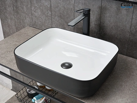 Раковина Gid Nc366 52205 накладная белая / черная 50x39x13