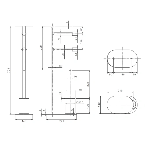 Стойка аксессуаров Raglo R300.31.03 сатин золотой Стойка аксессуаров Raglo R300.31.03 сатин золотой