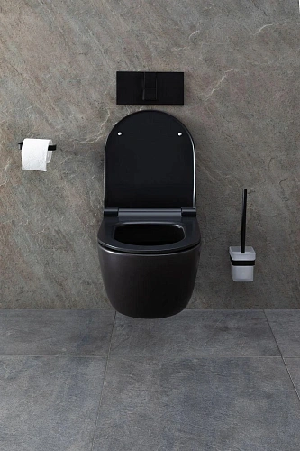 Унитаз подвесной Allen Brau Priority 4.31001.31 с крышкой, черный матовый Унитаз подвесной Allen Brau Priority 4.31001.31 с крышкой, черный матовый