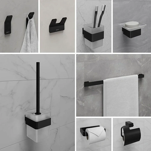 Мыльница Lemark SMOOTH LINE с держателем, чёрный матовый 9742017 Мыльница Lemark SMOOTH LINE с держателем, чёрный матовый 9742017