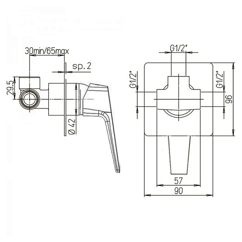 Смеситель для душа Paini Bari RTYO690 встраиваемый, черный Смеситель для душа Paini Bari RTYO690 встраиваемый, черный