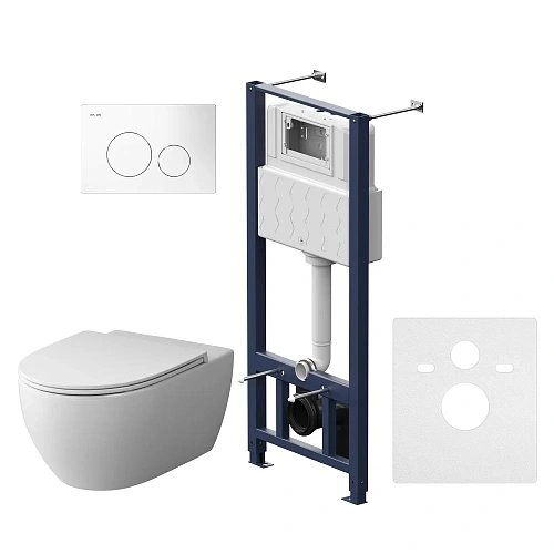 Комплект инсталляции AM.PM Awe IS49001.111700 с унитазом, сиденьем микролифт и клавишей белый Комплект инсталляции AM.PM Awe IS49001.111700 с унитазом, сиденьем микролифт и клавишей белый