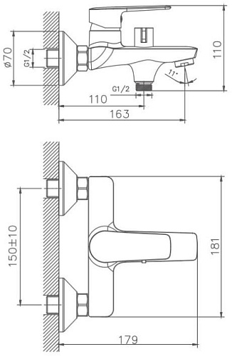 Смеситель для ванны Haiba HB60563, хром Смеситель для ванны Haiba HB60563, хром