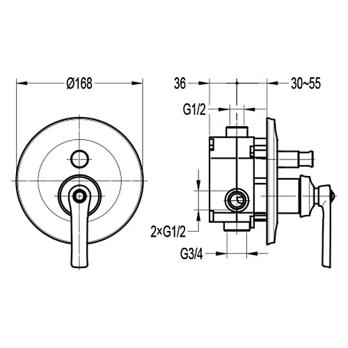 Смеситель для ванны Swedbe Terracotta Art 2517 встраиваемый подключение на 2 выхода Смеситель для ванны Swedbe Terracotta Art 2517 встраиваемый подключение на 2 выхода